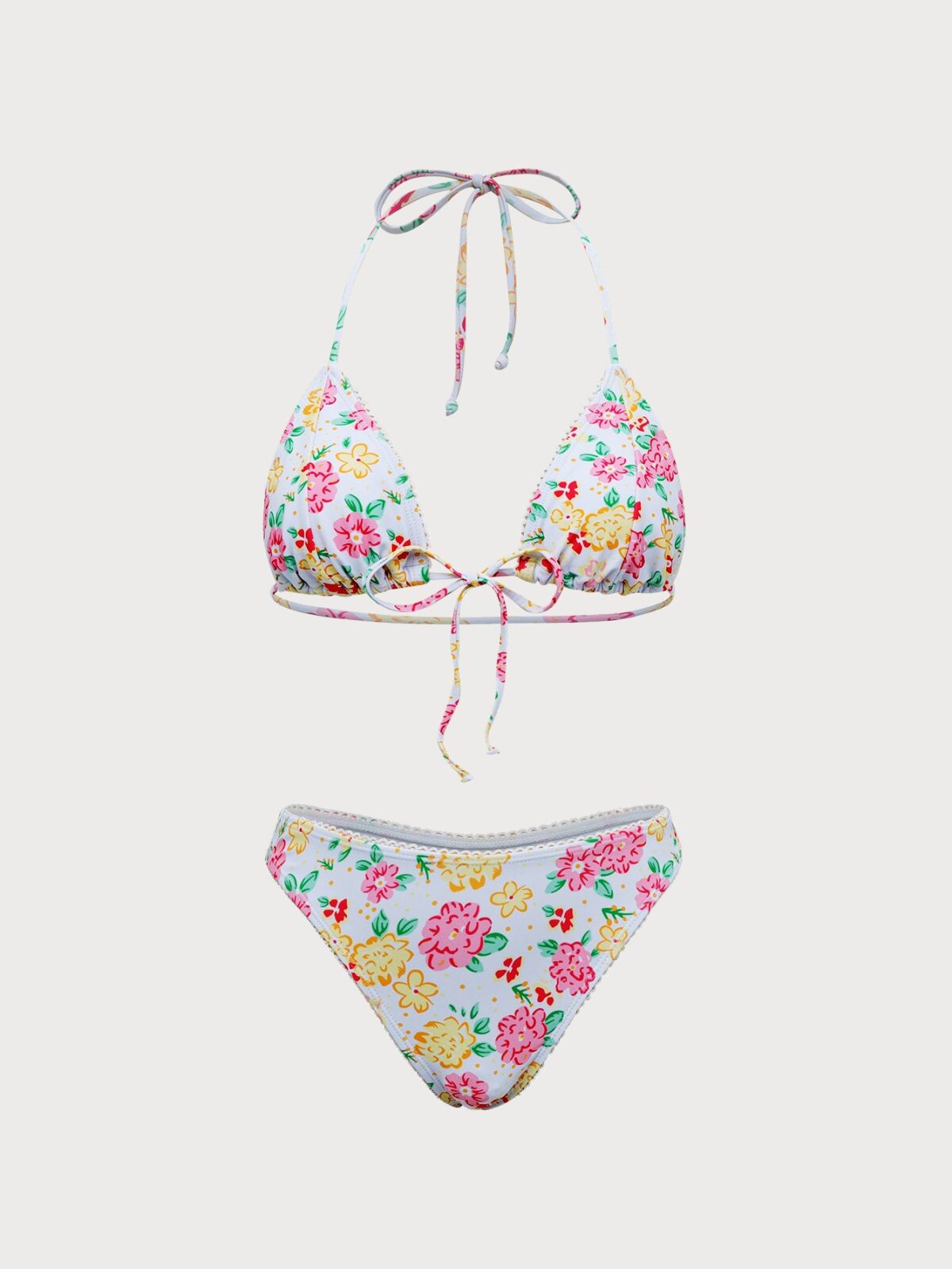 Back Neckline: Strappy Fabric Stretch: High Stretch Waist: Low Waisted Closure Type: Elastic Waist Pattern Type: Floral Embellishment: Knot