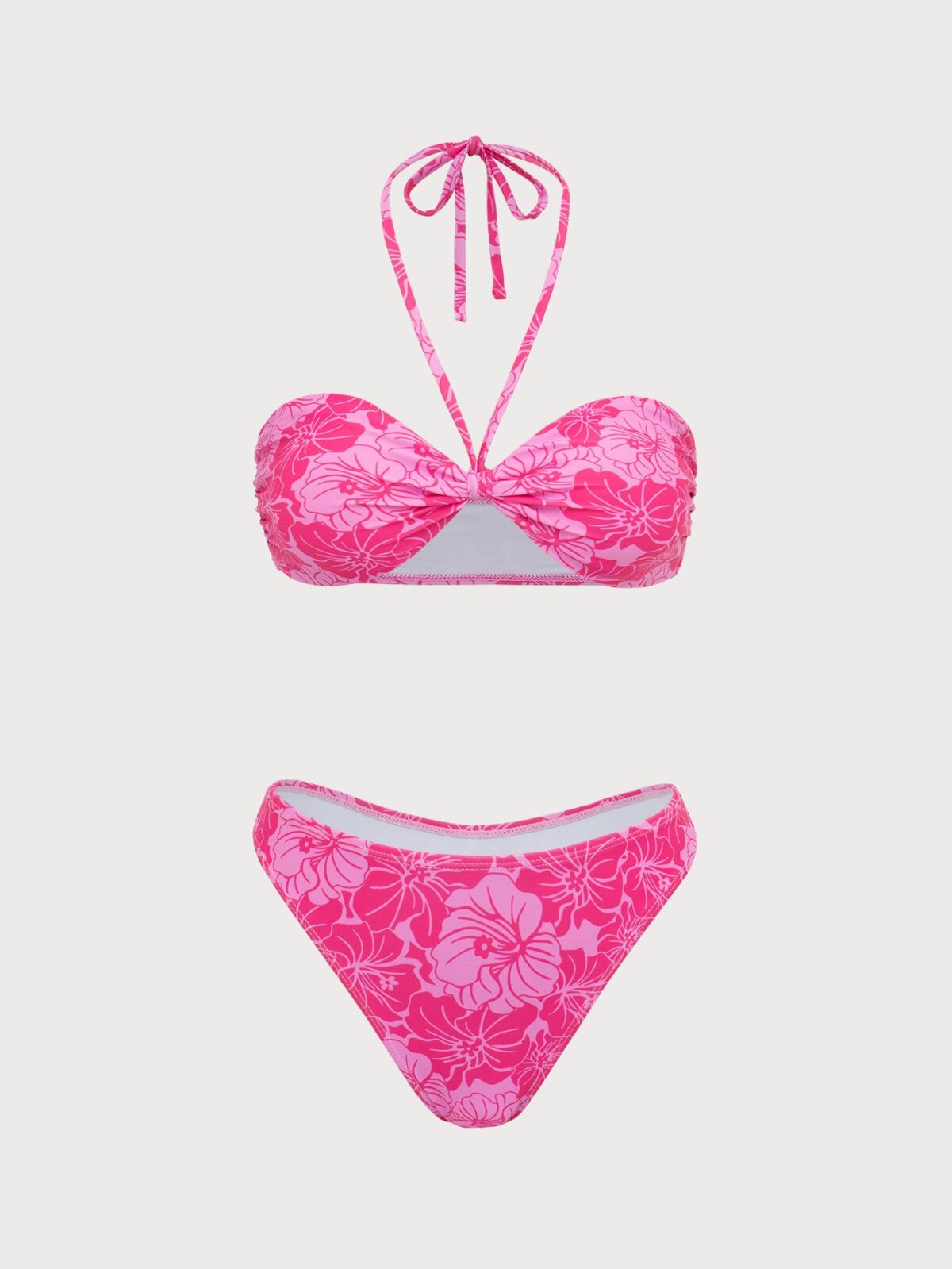 Back Neckline: Strappy Fabric Stretch: High Stretch Waist: Low Waisted Closure Type: Elastic Waist Pattern Type: Floral Embellishment: Knot