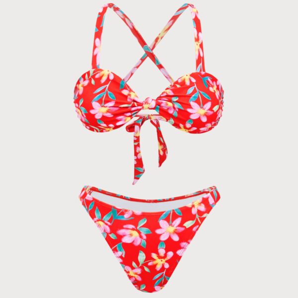 Back Neckline: Strappy Fabric Stretch: High Stretch Waist: Low Waisted Closure Type: Elastic Waist Pattern Type: Floral