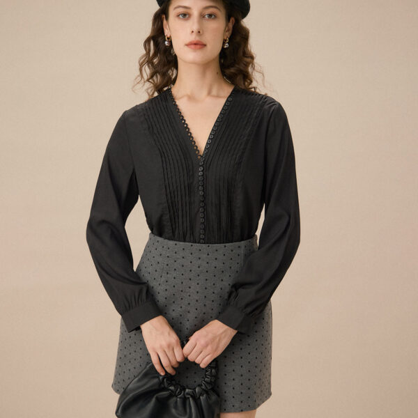 Fabric:This Ruched Blouse is made of Polyester. Polyester is an artificial fiber that feels soft
