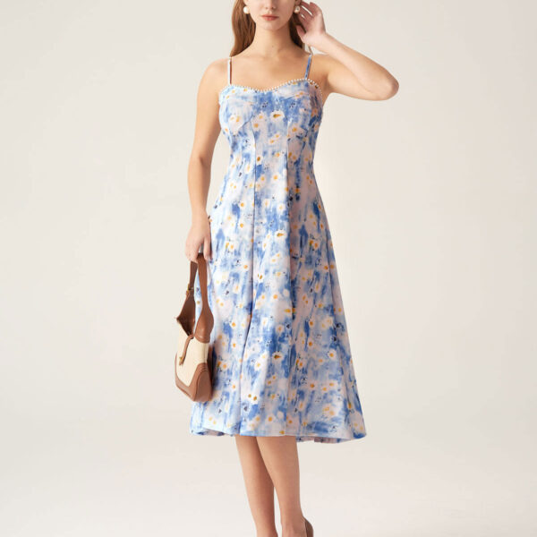 Fabric:This Floral Midi Dress is made of Polyester. Polyester is an artificial fiber that feels soft