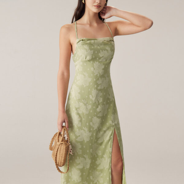 Fabric:This Slip Midi Dress is made of Polyester. Polyester is an artificial fiber that feels soft