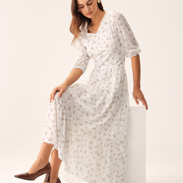 Fabric: This Flowy Maxi Dress is made of Polyester. Polyester is an artificial fiber that feels soft